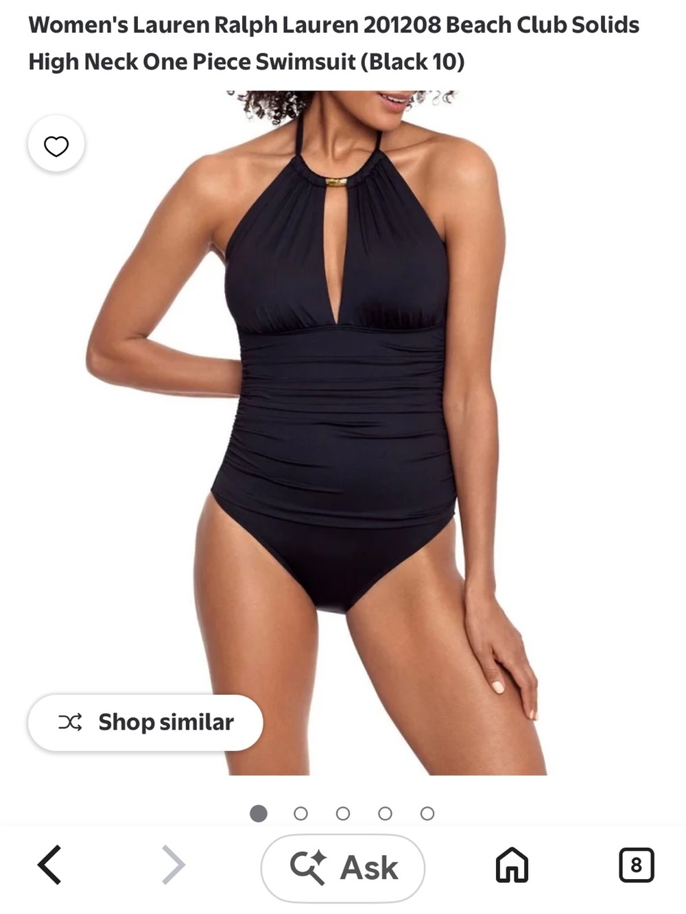 Lauren Ralph Lauren Dark Olive High-Neck Halter one piece with Gold Detail w16 - Picture 2 of 14